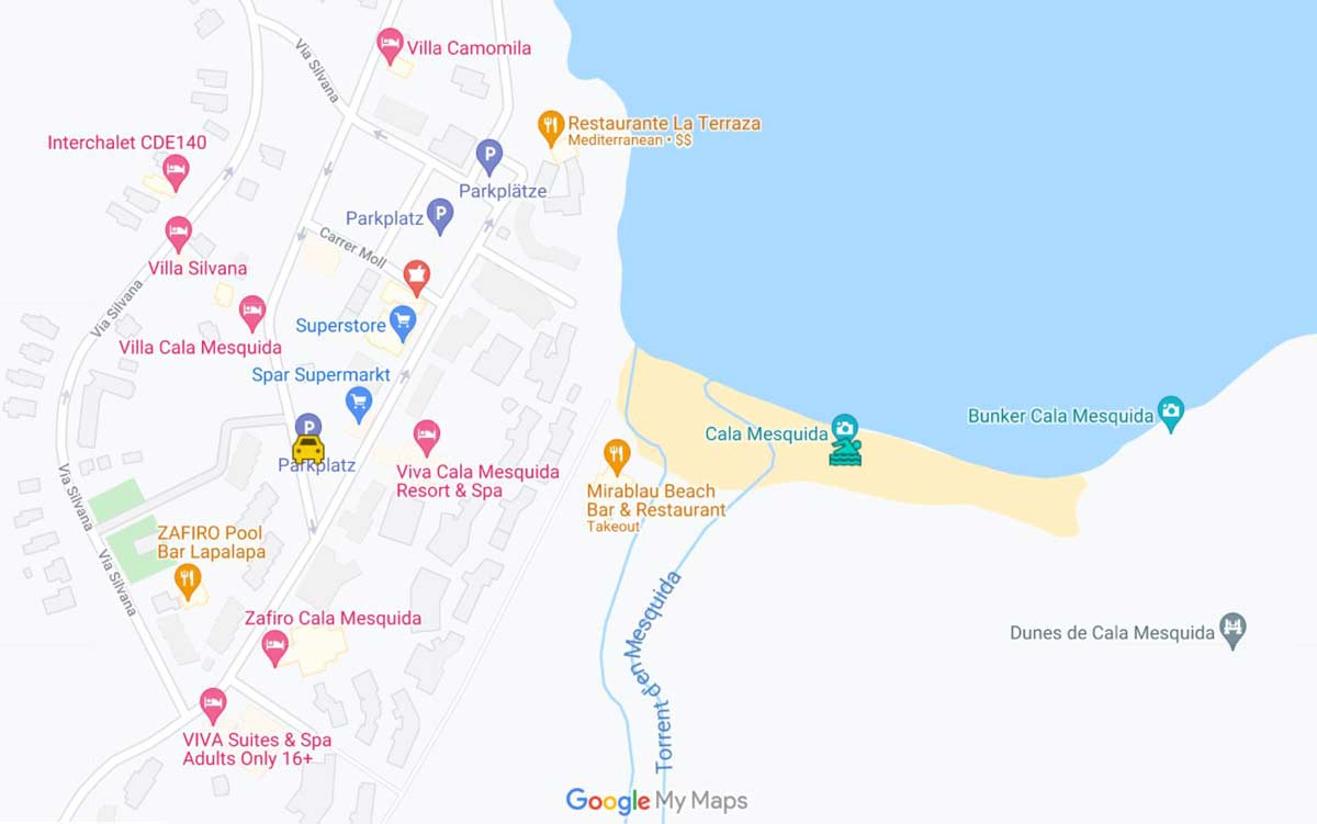 parking spots near call mesquida mallorca itinerary