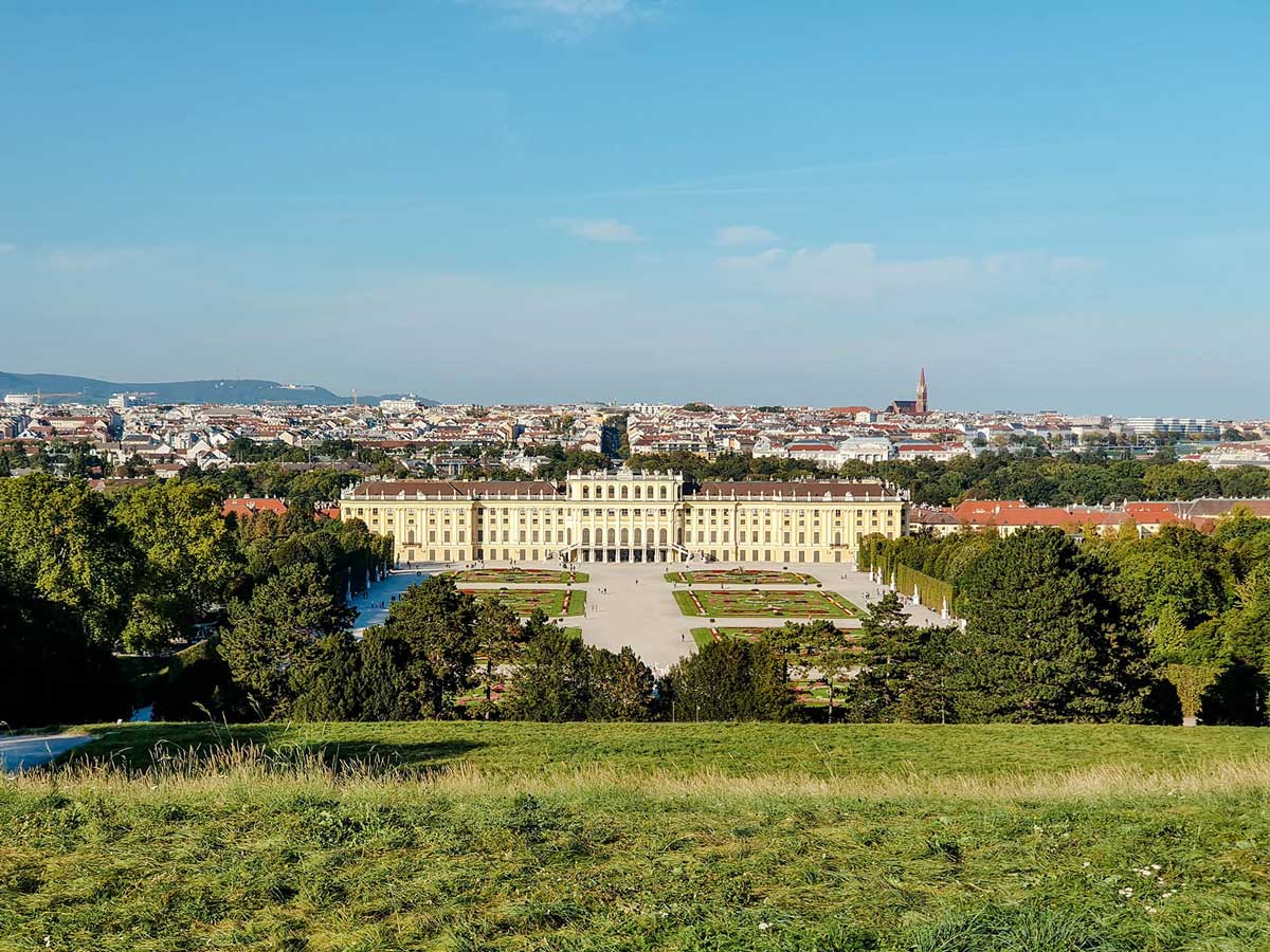 schonbrunn palace seen from near the gloriette