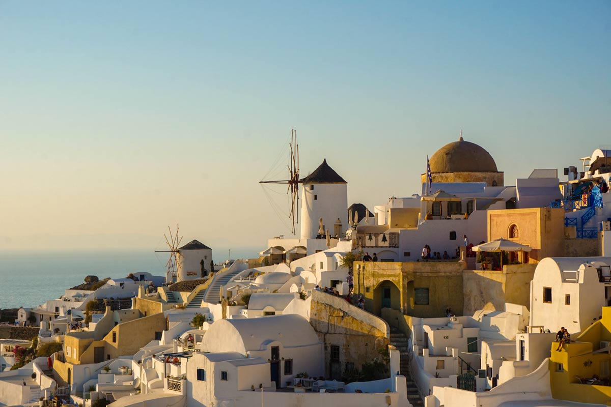 sunset in oia, santorini