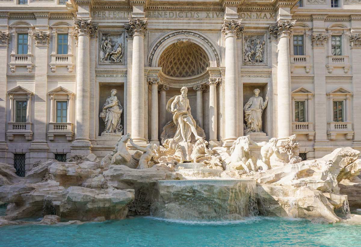famous Trevi fountain in Rome, Italy