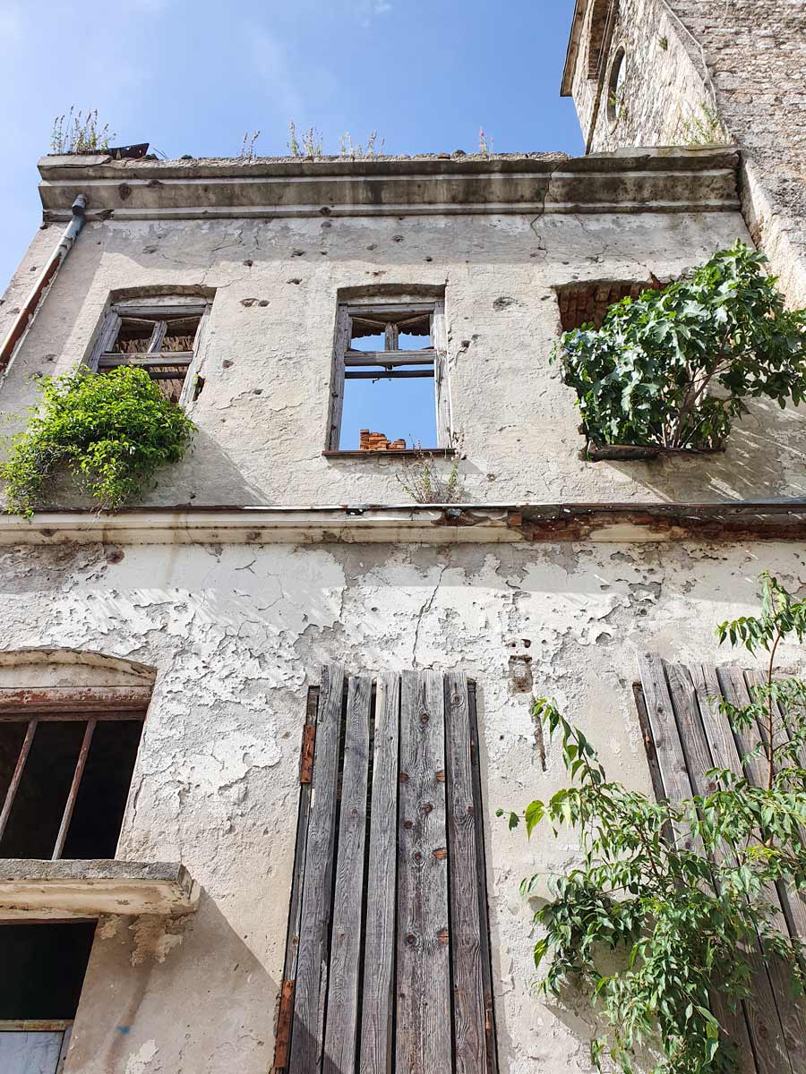 war damaged buildings in Mostar