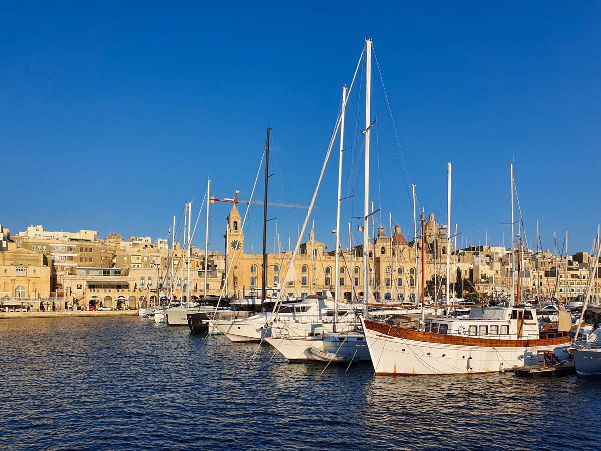 Boats in Birgu Marina, a must visit for a Malta 4 day itinerary