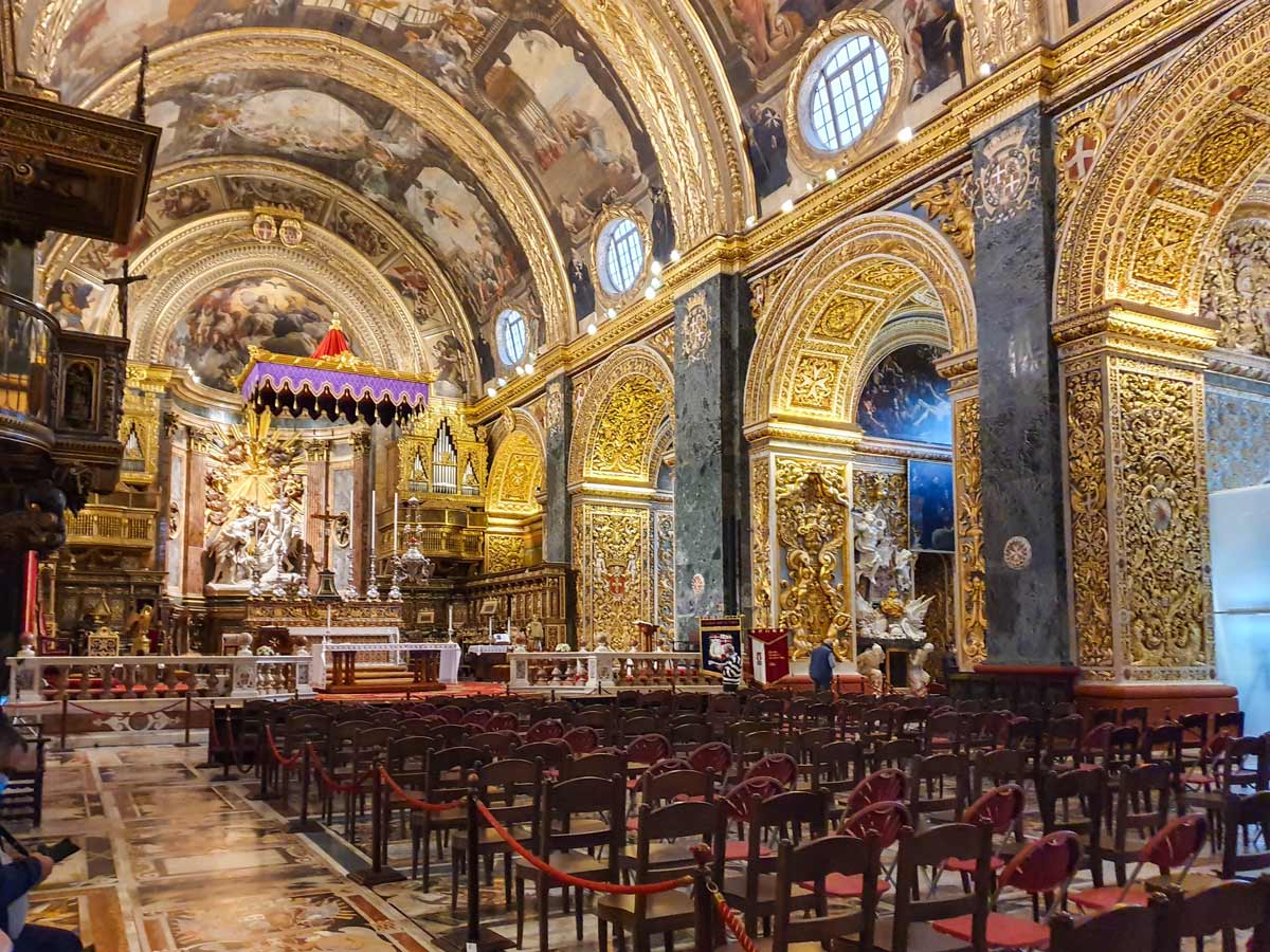The interior of St. John Co-Cathedral in Malta