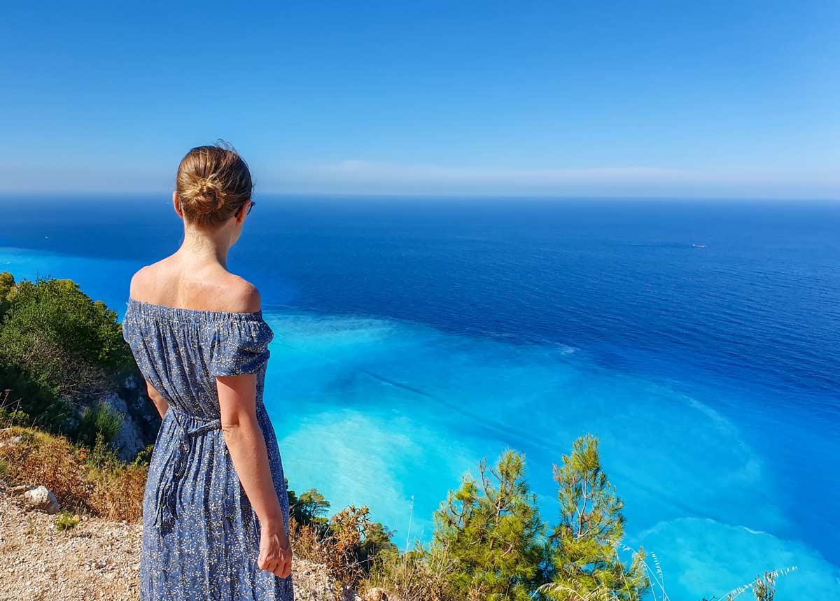 Above Egremni beach in Lefkada, Greece