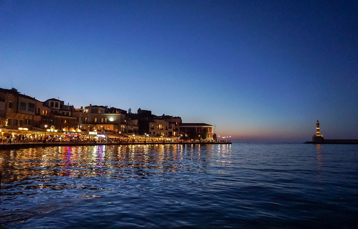 Chania Venetian Harbour at night