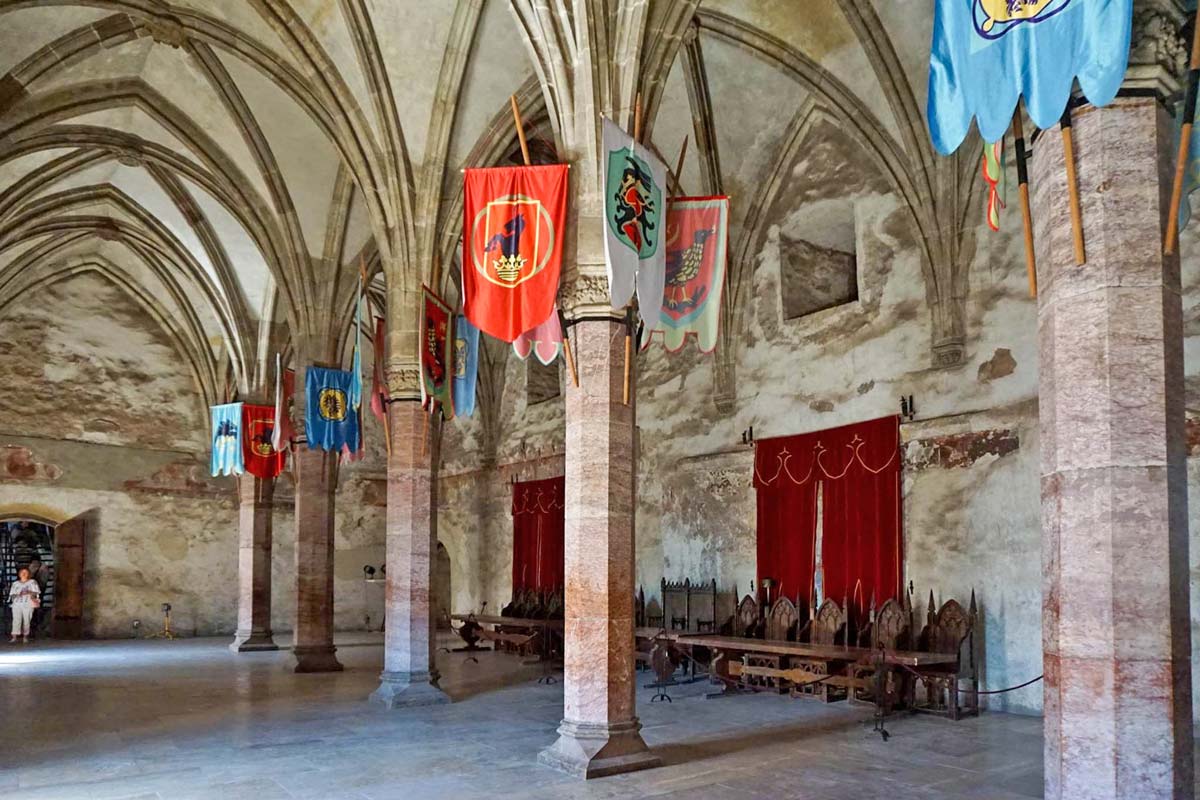 Interior hall in Corvin Castle (Hunyadi Castle)