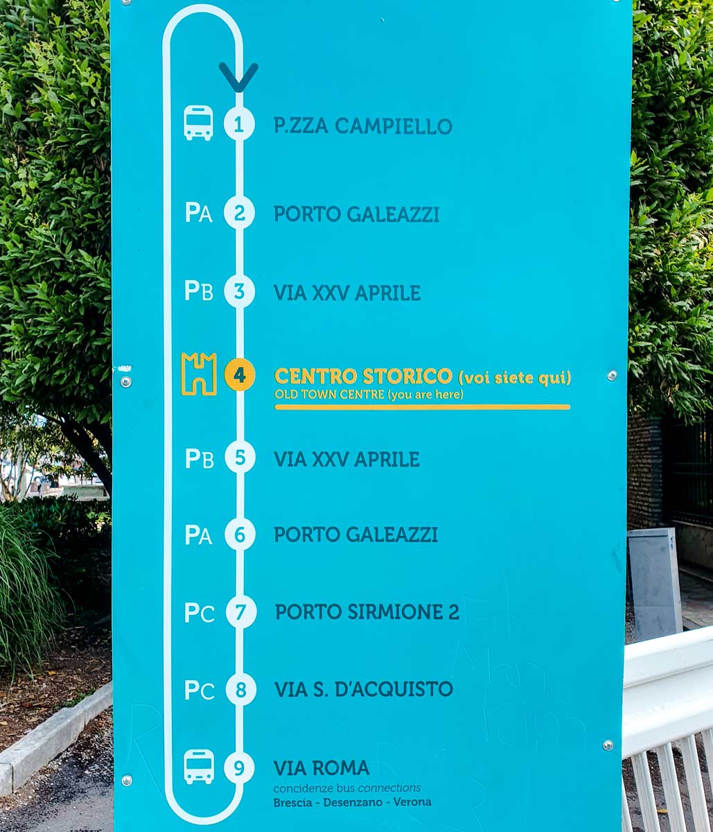 Sirmione shuttle bus stops (Navetta)