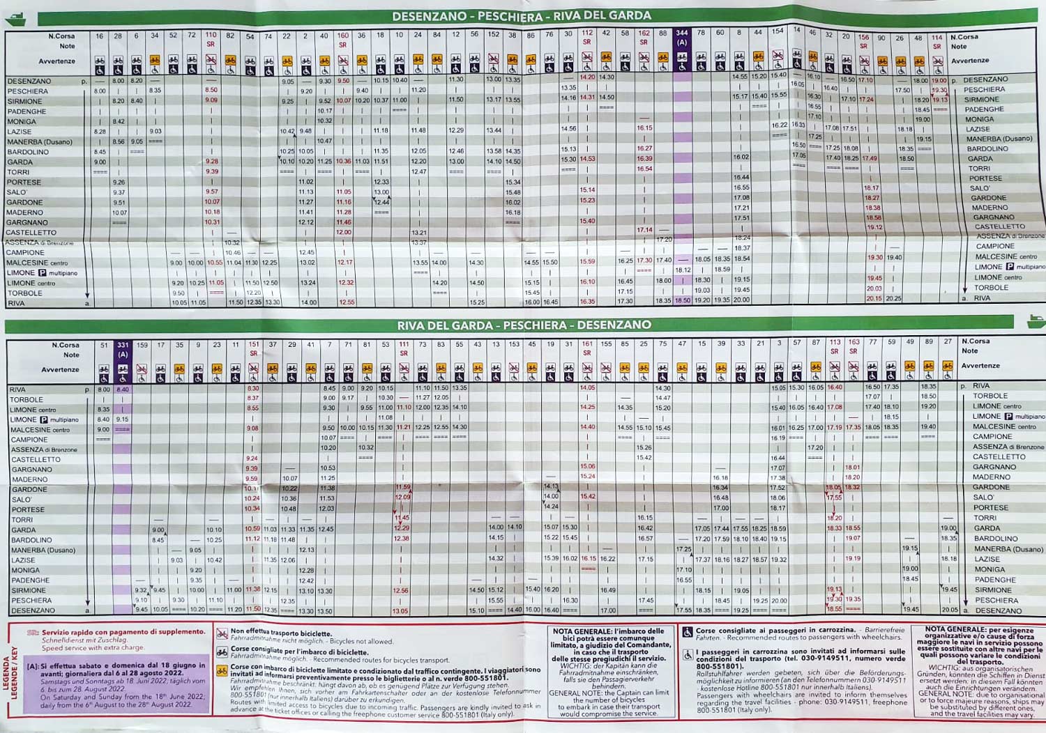 Lake Garda boat schedule