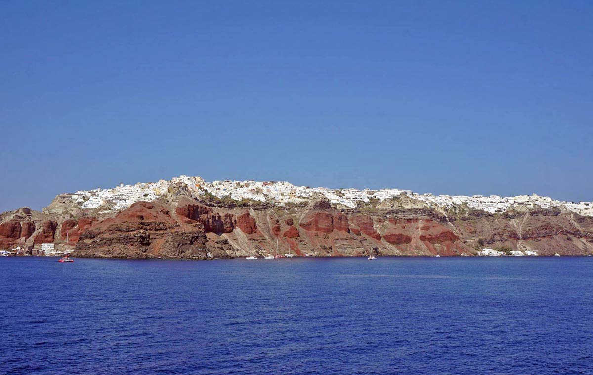 Santorini island view from the ferry