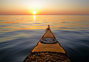 kayak at sunset n the sea