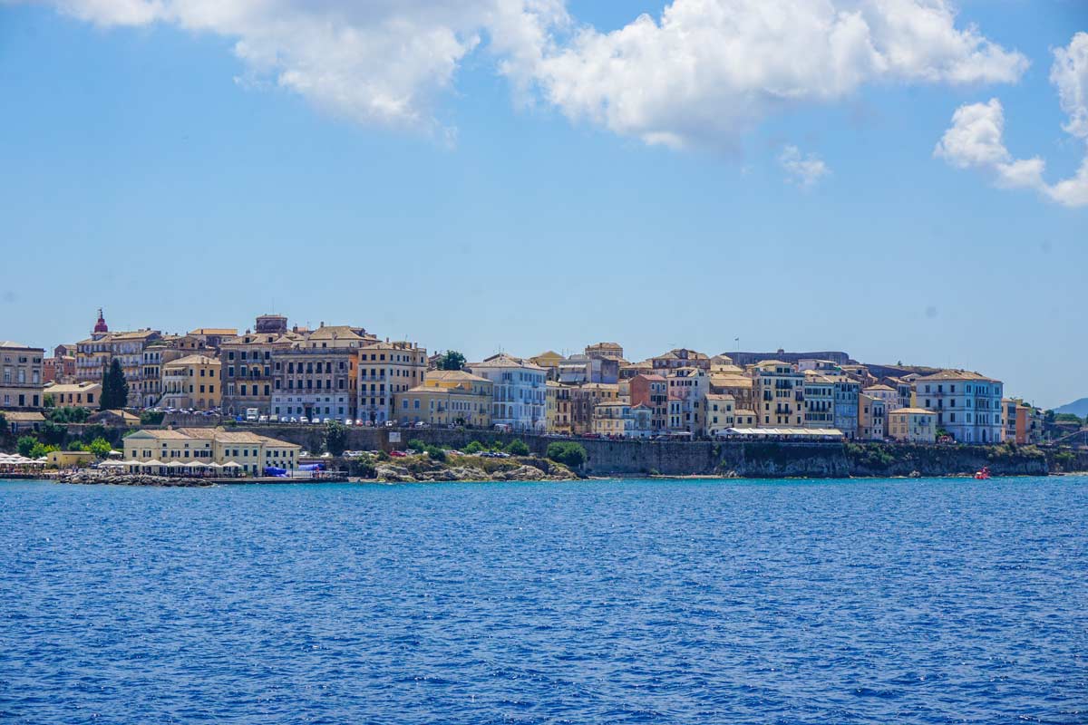 Corfu Town view from the ferry