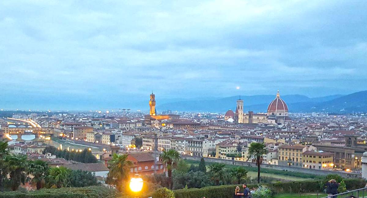 Florence panorama at sunset from Michelangelo's square
