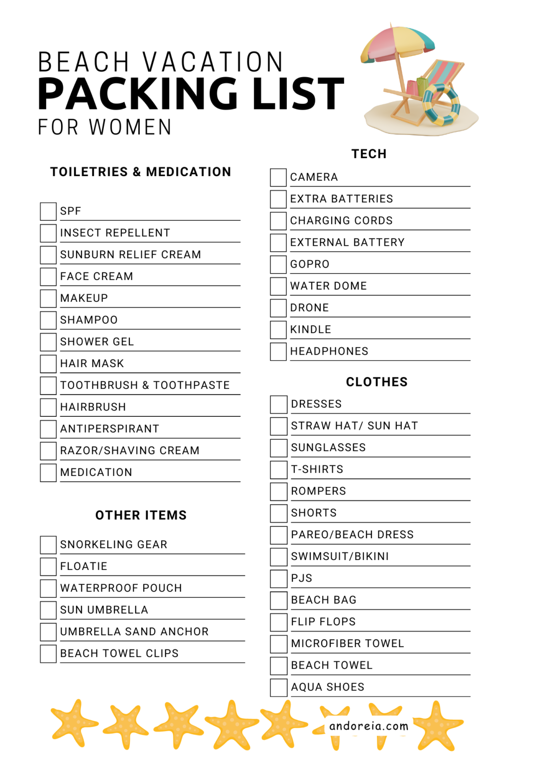 Beach Vacation Packing List for Women (+Downloadable Checklist)